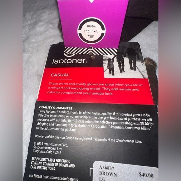 New Isotoner Casual Microluxe Lining
Gloves, Large/ Run XSmall - Picture 8 of 12